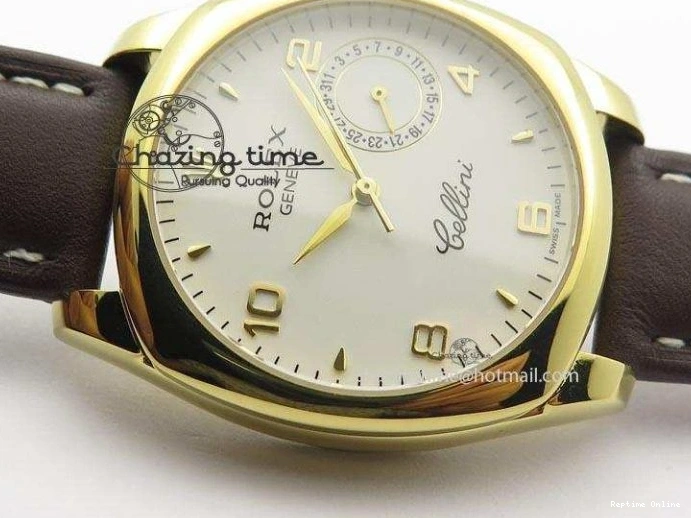 0406 Cellini Date YG White Numeral Dial On Brown Leather Strap A Affordable 3883